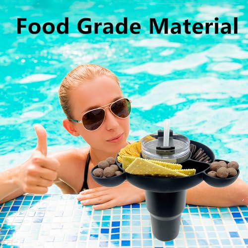 YAYAYOUNG Cute Bear Snack Bowl For Stanley 40 oz Tumbler Cups with Handle,Silicone Reusable Snack Tray Cups For Stanley Simple Modern,Charcuterie Cups with 3 Compartments,stanley accessories,Black