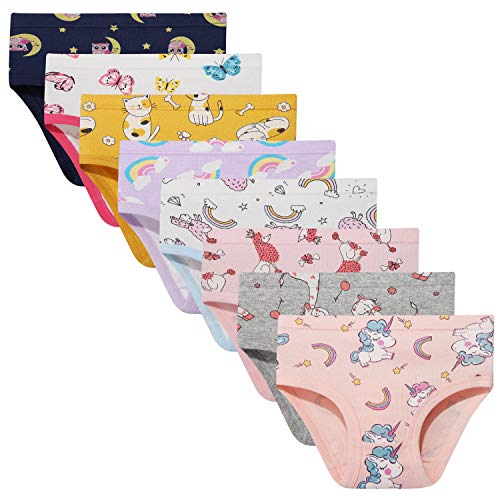 NEIYISHE Girls' Cotton Brief Breathable Toddler Panties Kids Assorted Underwears size 2-3T 4T 5T 6T 8T 10T 8-Pack 4 years