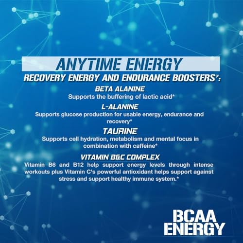EVL BCAAs Amino Acids Powder - BCAA Energy Pre Workout Powder for Muscle Recovery Lean Growth and Endurance - Rehydrating BCAA Powder Post Workout Recovery Drink with Natural Caffeine - Furious Grape