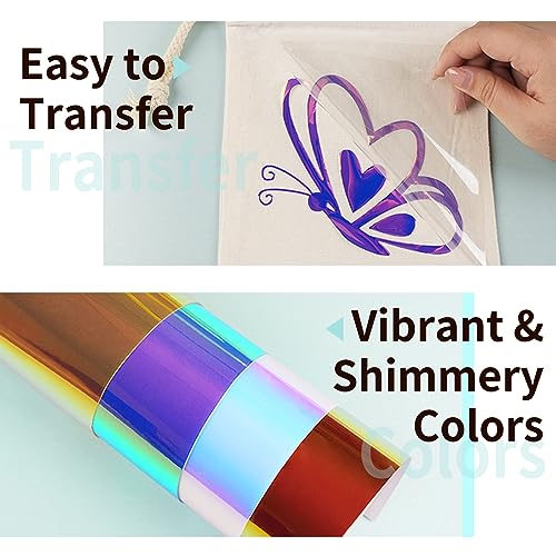 HTVRONT Holographic Heat Transfer Vinyl- 12" x 6ft Holographic HTV for Shirts, Hats, Holographic Iron on Vinyl for All Cutting Machines, Matellic Sheen, Easy to Cut & Weed (Blue-Purple)