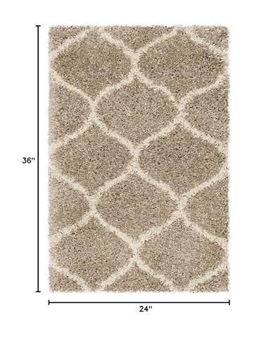 SAFAVIEH Hudson Shag Collection Area Rug - 9' x 12', Grey & Ivory, Moroccan Ogee Trellis Design, Non-Shedding & Easy Care, 2-inch Thick Ideal for High Traffic Areas in Living Room, Bedroom (SGH280B)