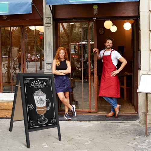 TEAKMAMA Extra Large Wooden 40x22 Chalkboard, Double-Sided Sidewalk A Frame Chalkboard Sign, Sturdy Sandwich Board for Restaurant, Business or Wedding,Black