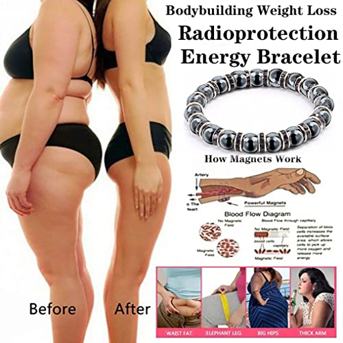 Magnetic Hematite Bracelet For Men And Women,8MM,Magnetic Bracelets With Rhinestones,Improve Sleep, Anti-Static,(Gold Zirconia,8MM)
