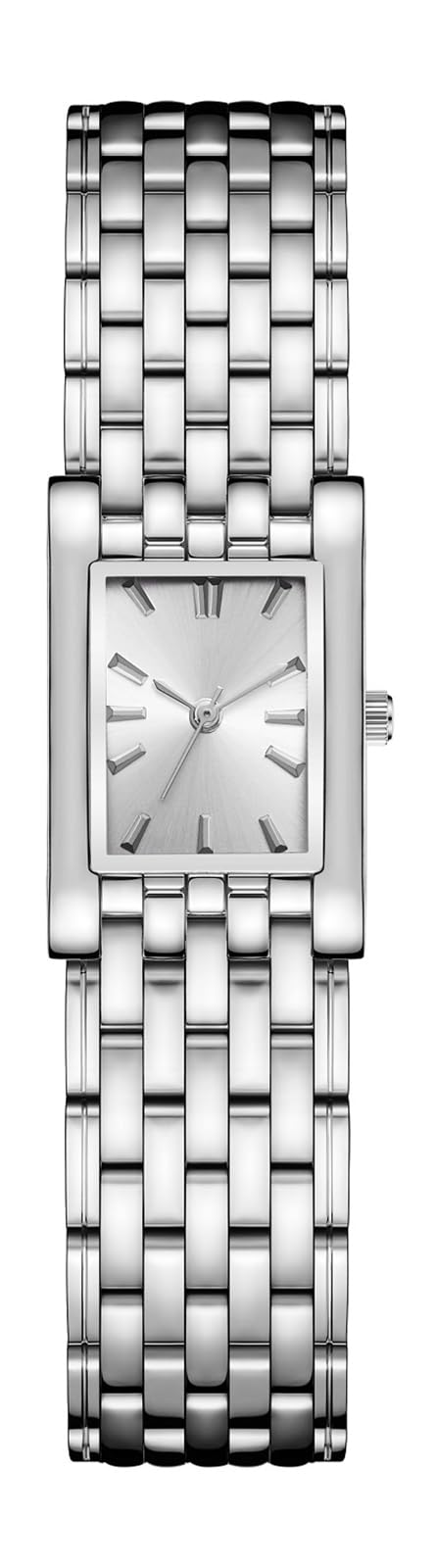 BESTKANG Luxury Women's Watch Easy Read Fashion Dainty Stainless Steel Square Rectangle Ladies Watch Waterproof Watches for Women (Silver White)