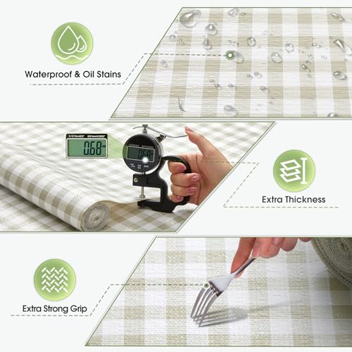 Beautysaid Shelf and Drawer Liner for Ktichen Cabinet, Non Adhesive Non Slip Shelf Paper Waterproof Washable Thickened for Dresser Pantry Shelve Bathroom Protector Liner(Checkered,12 in x 20FT)