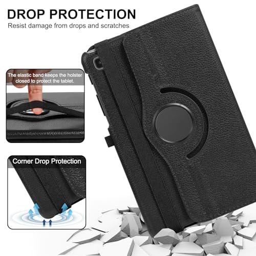 Case for Samsung Galaxy Tab A7 Lite 8.7 Inch 2021, 360 Degree Rotating Stand Heavy Duty Rugged Protective Cover for Galaxy Tab A7 Lite 8.7" 2021 Tablet Model (SM-T220/T225/T227) (Black)