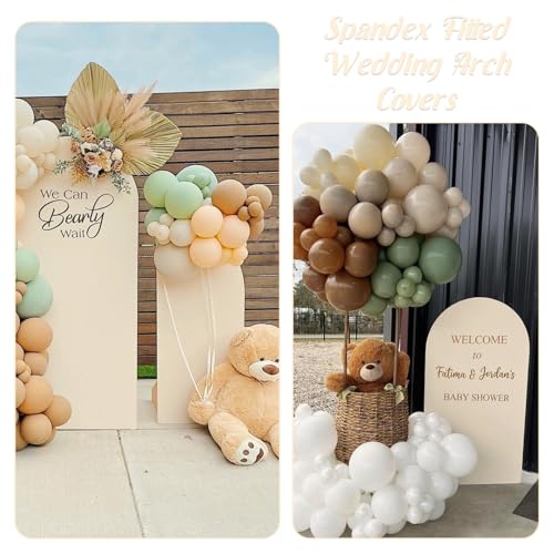 Spandex Fitted Wedding Arch Cover Set of 3 Arch Backdrop Cover, Round Top Chiara Backdrop Stand Covers for Wedding Birthday Party Baby Shower Banquet Arch Decoration (Sage Green, 5FT,6FT,6.6FT)