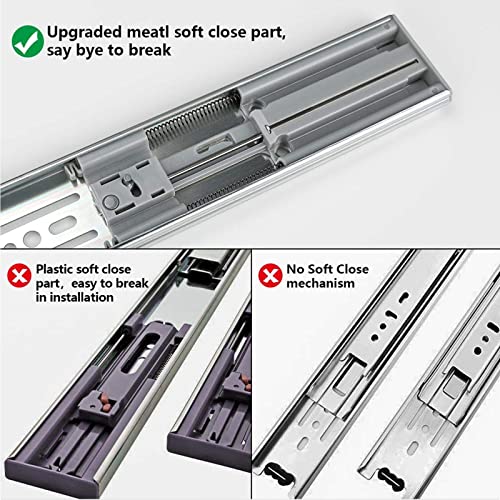 LONTAN 1 Pair 12 Inch Side/Rear Mount Soft Close Drawer Slides 9.76" Extension 3 FOLD Drawer Glides - 4502S3-12 Drawer Slides Bottom Mount Heavy Duty 100 LB Drawer Runners