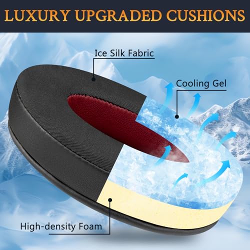 SOULWIT Cooling Gel Replacement Earpads Cushions for HyperX Cloud 1/2/3/Pro/Core/Alpha/Alpha S/Alpha Pro/Flight/Flight S/Stinger/Stinger S, CloudX Stinger/Stinger Core/Flight Headset - Black