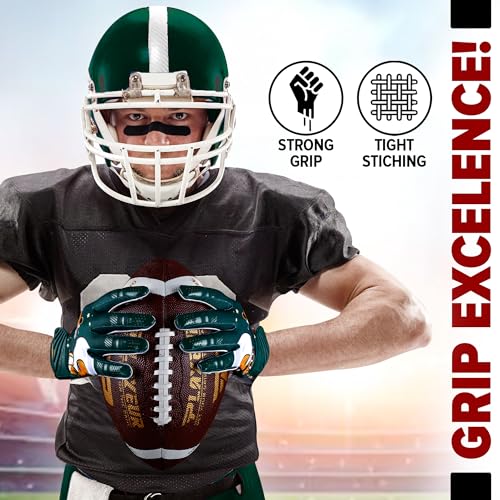 PLAYEUR Alien Grip Infinite Pro Edition Football Gloves –Endless Game – GripPro Tech for Adult, Kids & Youth Football Gloves, No Peel, Ever Tacky (Green Alien, Youth XS/S)