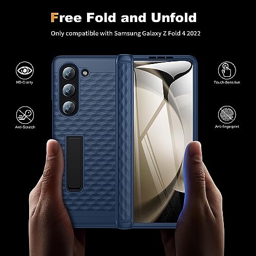 for Samsung Galaxy Z Fold 5 Phone Case: 3D Geometric Design Stand Case with Hinge Protection & Screen Protector - Anti Slip Anti-Scratch Rugged Protective Cover for Samsung Z Fold 5 5G 2023 (Green)