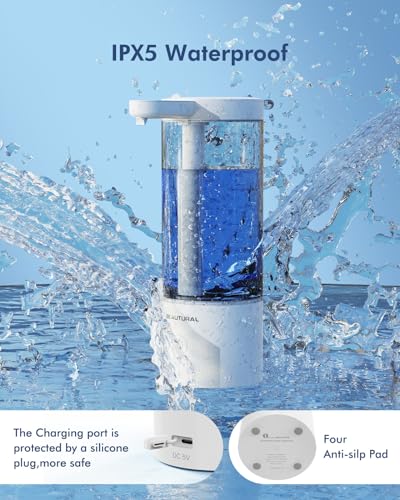 BEAUTURAL Automatic Liquid Soap Dispenser Touchless Rechargeable Sensor Pump for Bathroom Countertop, Kitchen and Commercial 17oz/500ml