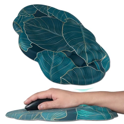 Cloud Ergonomic Mouse Pad Wrist Support, Cloud Wrist Rest Large Ergonomic Mousepad Cute, Ergo Desk Wrist Pad with Massage Design&Memory Foam&Non-Slip PU Base (Black Halloween Skull Skeleton 3)