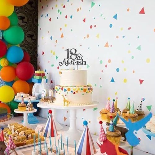 18 and Adultish Cake Topper Eighteen Birthday Decoration Cheers to 18 Cake Topper Sparkly Rhinestones Cake Topper for 18th Birthday Party Black