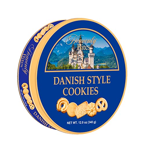 Heavenly Bites Danish Style Butter Cookies in Metal Tin 24 Oz (6 Pack)