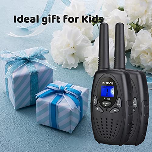 Retevis RT628 Walkie Talkies for Kids,Boys Kids Walkie Talkie,Kids Toys for 6-12 Year Old Boy Girl,Gifts for Xmas Birthday Camping Trip(Black1 Pair)
