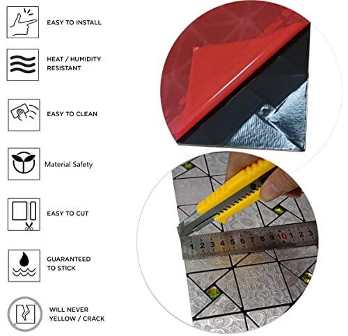 WEIMEISC 5 Sheets Small Triangle Peel and Stick Backsplash Tile for Kitchen, Self-Adhesive Mosaic Tile, Stick on Bathroom Vanities,Fireplace Décor, Laundry Table (Small Triangle Silvery)
