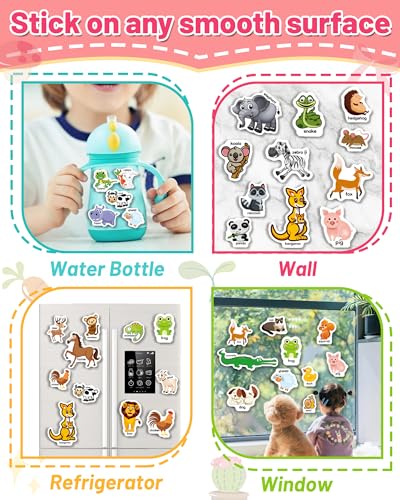 Oomloid Reusable Animal Sticker Book for Kids Toddlers 2-4 Years, Preschool Learning Activities Waterproof Sticker Books for Teens Girls Boys