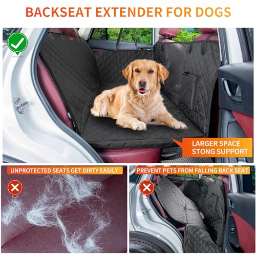 Dog Car Seat Cover for Back Seat,Back Seat Extender for Dogs with Large Space,Car Seat Protector Supports 330 lbs,Hard Bottom Car Seat Cover for Dogs with Waterproof.Back Seat Cover for SUV,Car&Truck