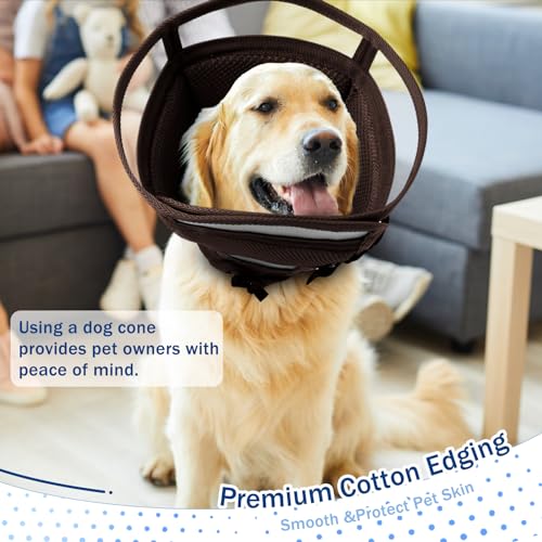 QBLEEV Dog Cone Collar, Soft Dog Cone Breathable Dog Cone for Dogs After Surgery Small Dog Cone Alternative Adjustable Protective Dog Recovery Collar Pet Neck Cone Plastic Elizabethan Collar S
