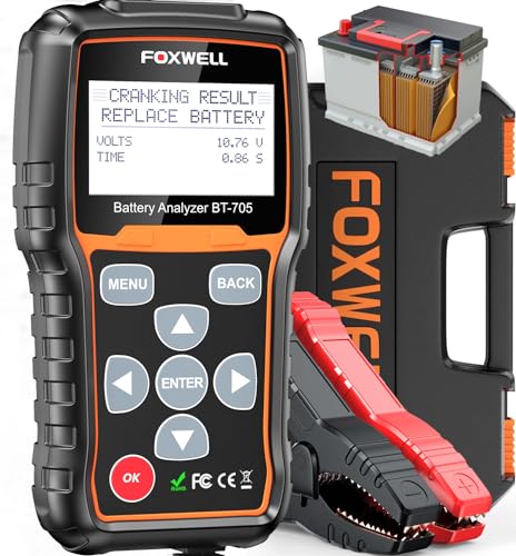 FOXWELL BT705 Car Battery Tester 12V 24V, Automotive 100-2000CCA Battery Load Tester Battery Analyzer Digital Charging System Alternator Tester Cold Cranking for Heavy Duty Truck Boat Marine SUV ATV