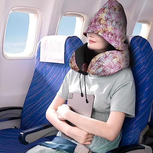 Cirorld Neck Pillow for Travel, Memory Foam Travel Pillow with Hood, Adult Airplane Pillow for Head Rest Neck Support, Portable Pillow for Office Cars Trains Long Flights Sleeping (Black)