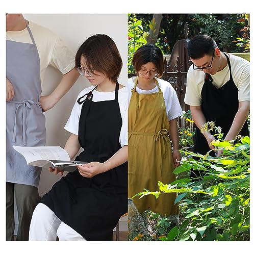 Uteynee 2 Pack 100% Cotton Aprons for Women with Pockets Kitchen Garden Cooking (10 Colors)