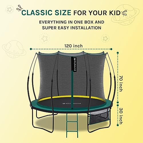 SkyBound 10 FT Springfree Trampoline for Kids and Adults - Springless Trampoline with Enclosure - Recreational Trampolines Bungee Cords - Outdoor Trampoline for Kids - No-Gap Design Zipper System