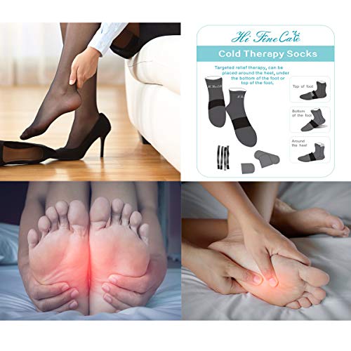 Cold Therapy Socks (w/Compression Strap) - Ice Pack Socks Cooling Socks Gel Ice Treatment for feet, Heels, Swelling, Arch Pain,Gray,1 Pair Socks Gel Ice Treatment for feet, Heels, Swelling, Arch Pain