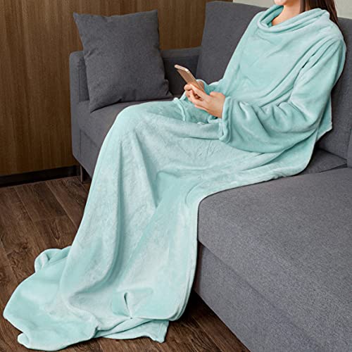 Catalonia Wearable Blanket with Sleeves and Pocket, Soft Comfy Fleece Snuggy Wrap Throws Blanket Robe for Women and Men