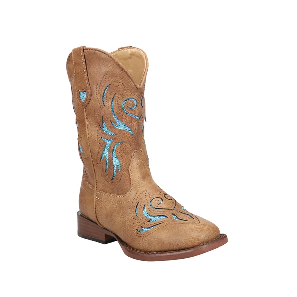 ROPER Kids Girls Glitter Breeze Square Toe Casual Boots Mid Calf - Brown - Size 9 M
