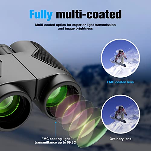 Jeacitory 12x25 Binoculars with Clear Low Night Version for Adults and Kids, Large Eyepiece Waterproof Durable & Clear BAK4 Prism FMC Lens Binoculars for Bird Watching Hunting Travel Theater Concerts