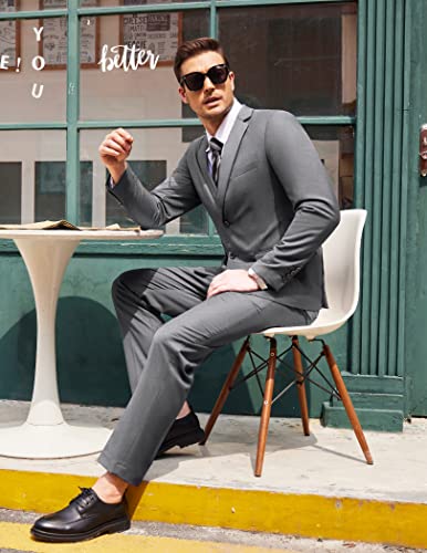 COOFANDY Men's 2 Piece Suits Slim Fit 2 Button Dress Suits Tuxedo Jacket Blazer Suit for Wedding Dinner Prom Red
