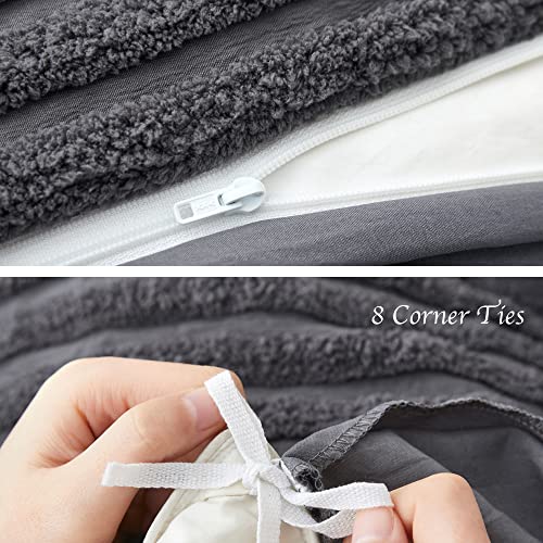 BEDAZZLED Duvet Cover Queen/Full Size, 3 Pieces Boho Bedding Sets for Shabby Chic Home, Tufted and Soft Comforter Cover Set, Pumpkin Brown