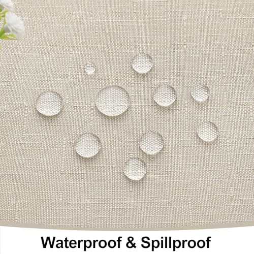 smiry Rectangle Linen Tablecloth, Waterproof Spillproof Anti-Wrinkle Burlap Table Cloth, Washable Decorative Farmhouse Fabric Table Covers for Dining, Fall Parties, Banquets, 52x70 Inch, Beige
