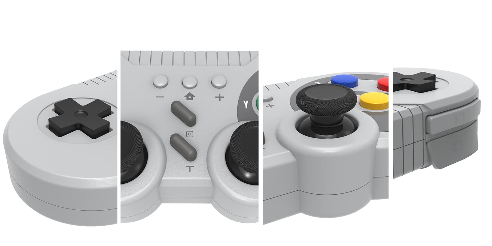 Switch Controller Wireless Gamepad Compatible with NS/Switch OLED/Windows PC - Classic SNES Style Controller with Motion Control/Vibration/Turbo/Wakeup - Gray
