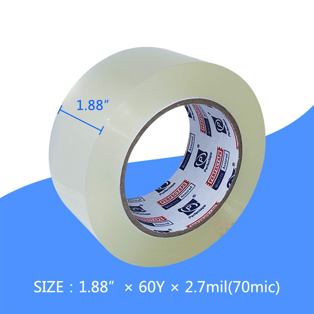 P PERFECTAPE Heavy Duty Packing Tape 36 Rolls with 6 Dispensers, Total 1980Y, Clear, 2.7 mil, 1.88 inch x 55 Yards, Ultra Strong, Refill for Packaging and Shipping
