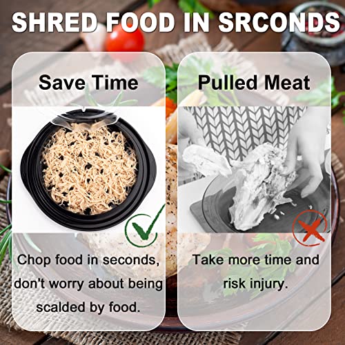 HONSREO Chicken Shredder, Chicken Breast Shredding Tool Twist with Transparent Cover, Meat Shredder, Ergonomic Handle, Easy Cleaning, Anti-slip, Heat Resistant, BPA Free