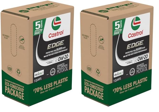 Castrol Edge 0W-20 Advanced Full Synthetic Motor Oil, 5 Quart, Eco Pack (Pack of 2)
