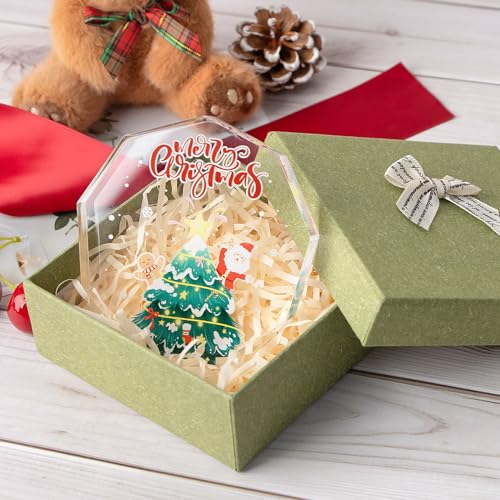 Acrylic Christmas Gift, Merry Christmas, Gifts for Friends, Lovers, Kids, Clear Keepsake and Paperweight for Home Office Table Shelf, with Gift Box (Christmas)