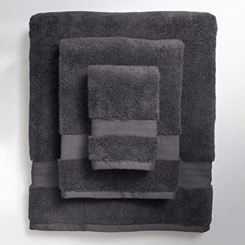 100% Organic Cotton Bath Towel Set | Bathroom Luxury Towel Set of 6 | GOTS Certified | Hotel Premium Towels | 700 GSM | 2 Bath Towels 30 x 56|2 Hand Towels 16 x 30|2 Wash Cloths 13 x 13|Charcoal Black