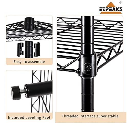 EZPEAKS 2 Pack Shelving - 5 Tier Storage Shelves, Metal Shelves Adjustable 30''W x 14''D x 47''H Garage Storage Shelves 150 LBS Loading Capacity Shelving Units with Liner Wire Rack