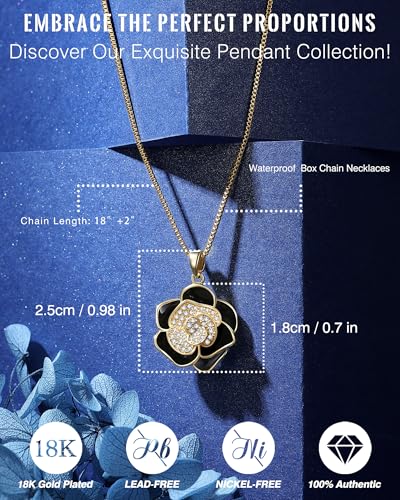 Gifts for Wife, Anniversary Gifts for Wife from Husband, Wife Birthday Gift Ideas, 18K Gold Flower Pendant Necklace for Women | Romantic Gift for Her | Best Jewelry Presents for Christmas/Valentine