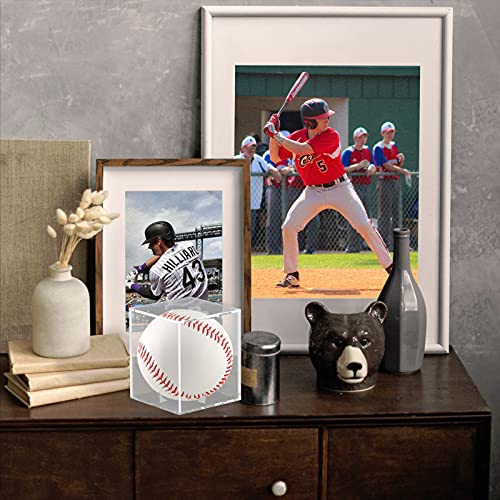 Baseball Display Case 4Pack, Baseball Holder Case UV Protected Acrylic Cube Square Clear Official Baseball Autograph Display Case Memorabilia Display Box for Official Size Baseball