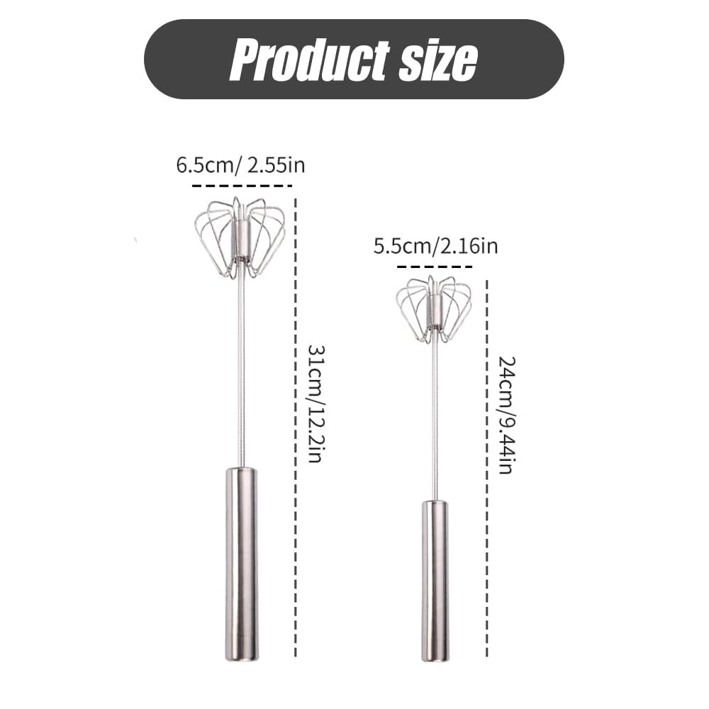 Stainless Steel Semi-Automatic Whisk, 2025 New Egg Whisk Hand Push Rotary Blender, Manual Mixer Stirrer Kitchen Tool for Blending, Whisking, Beating, Stirring (10in)