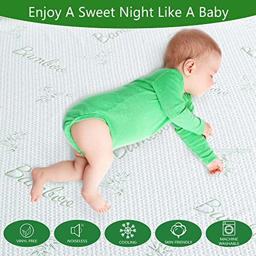 GOONIK 2 Pack Waterproof Crib Mattress Protector, Bamboo Viscose Breathable Crib Mattress Pad Cover for Baby Mattress with 4-13 inches Deep Pocket