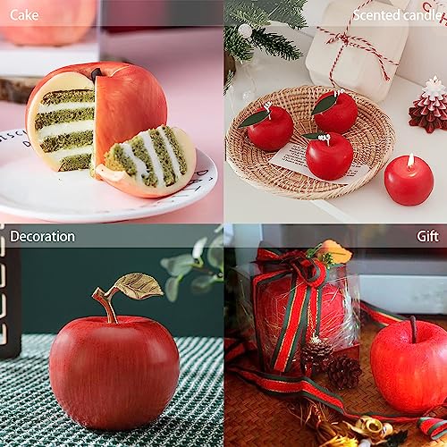 Midnadiy 3D Apple Silicone Mold - Christmas Candle Molds for Candle Making, Large Epoxy Resin Molds for DIY Handmade Soaps, Mousse Cake, Plaster Concrete Crafts & Christmas Home Decorations