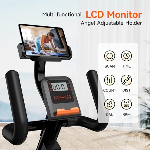 XVGVSV Recumbent Exercise Bike, Recumbent Stationary Bike for Home, Recumbent Bike with 400LB Weight Capacity Whisper-Quiet 16 Levels Magnetic Resistance Heart Rate Handle and Multi-Function LCD Comfortable Seat (Orange-Plus)