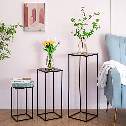 Black Plant Stand Pedestal Stand - 2 Pcs Metal Plant Stand, 15.75in Tall Flower Stand Vase Flower Holder, Wedding Centerpieces for Table, Corner Planter Pot Rack for Living Room, Home, Patio Decor