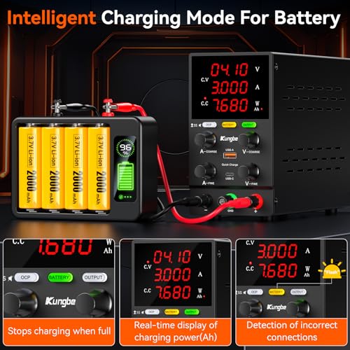 DC Power Supply Variable, 30V 10A Adjustable Switching Regulated DC Bench Power Supply with Intelligent Charging Mode, 18W USB Interface, Precision Encoder Knob (Black)